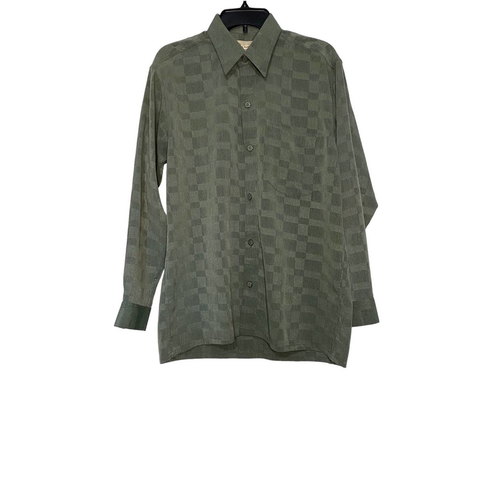 Cambridge Men Long Sleeve Dress Shirts L Green